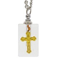 Gold Crucifix Glass Faith Mustard Seed Necklace