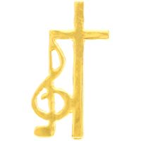 Choir Cross & Staff Pin Gold