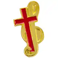 Treble Clef with Cross Pin, Gold with Red Cross