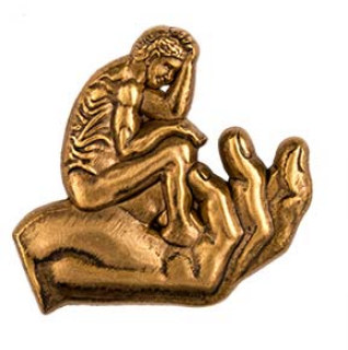 Man in Gods Hand Pin Gold