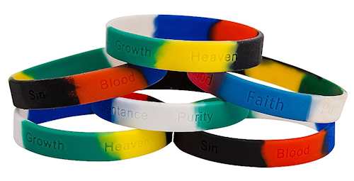 Colors of Salvation Silicone Bracelets With Wording  Christian