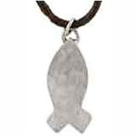 Jesus Fish Pendant Pewter Christian