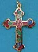 Enameled Budded Cross Necklace