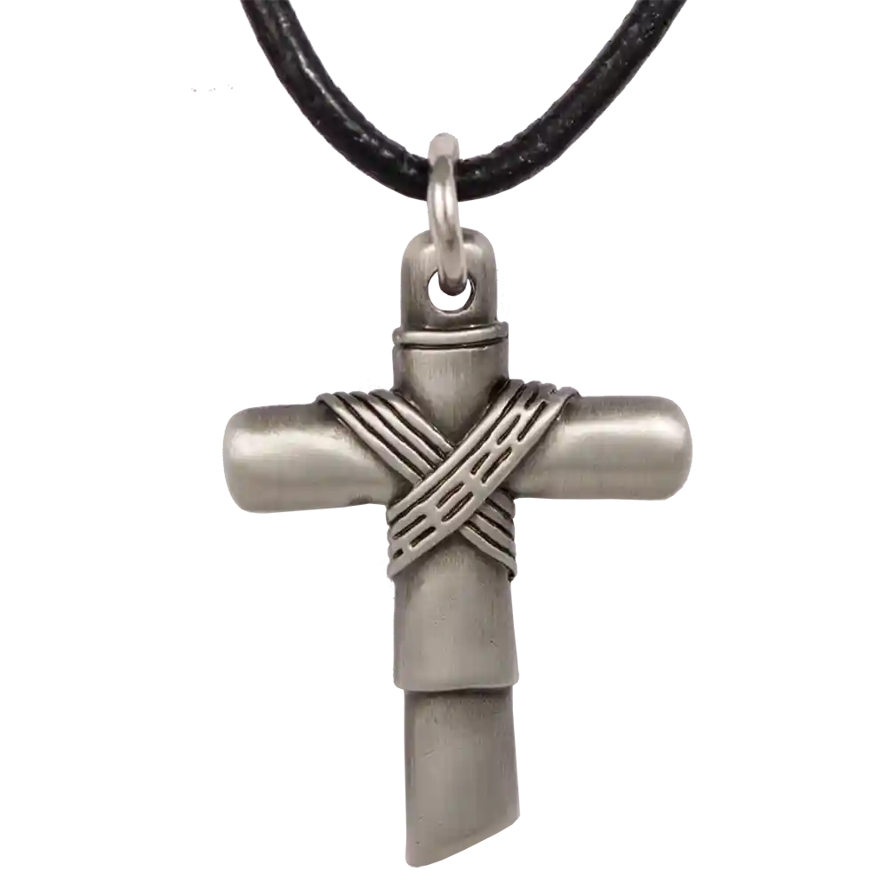 Pewter Cross Necklace on Leather Cord