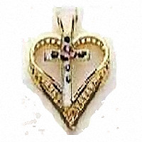 Gold Heart with Cross Necklace Jewelry Sterling