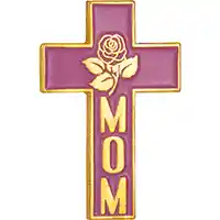 Cross Mom Pin - Gold & Pink Mom Enamel Pin
