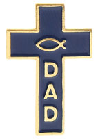 Dad Cross Pin with Fish - Cross Dad Pin