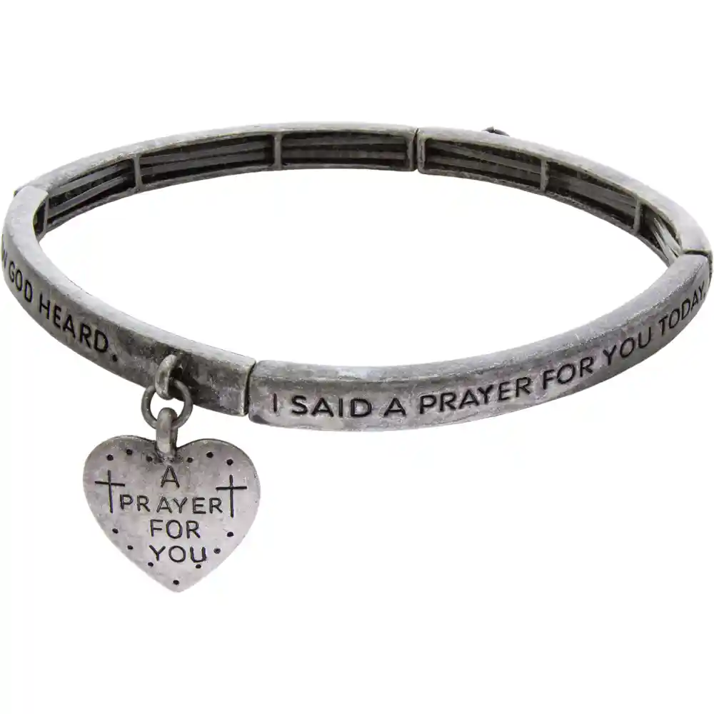 I Said a Prayer For You Today Bracelet with Heart Charm - Burnished Antique Silver