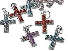 Rhinestone Cross Charms, Small Cross Charms