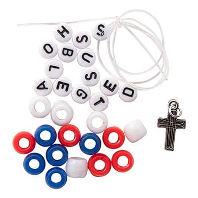Religious Patriotic Beaded Bracelet Craft Kit parts