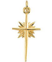 14K Gold Nativity Star Cross Pendant