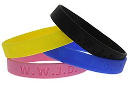 WWJD  Jesus Silicone Christian Bracelets in Colors