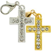 Rhinestone Cross Charms Gold or Silver