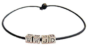 WWJD Silver Blocks Jesus Bracelet