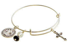  St. Benedict Adjustable Bangle Wire Bangle - Catholic 