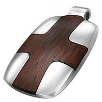 Stainless Steel & Wood Cross Pendant