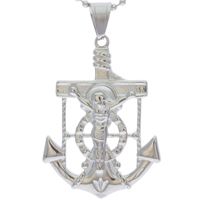 Silver Mariners Anchor Crucifix Necklace, Mariners Crucifix