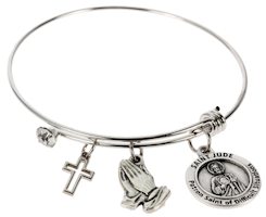 Healing Saints Bangle Bracelet Silver