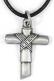Silver Cross Necklace With Rope Center