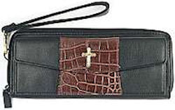 Leather Clutch Wallet With Cross Ladies