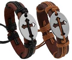 Leather Bracelet With Cross Cut Out