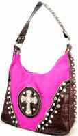 Pink Leather Handbag With Cross