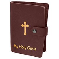 Maroon Gold Stamped Holy Card Wallet
