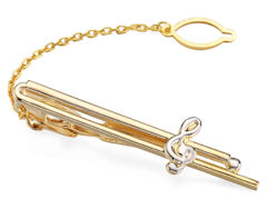 Men's Tie Bar Music  Staff Gold Plated