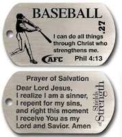 Baseball Dog Tag, Baseball Necklace - Phil 4:13