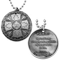 Christian Battle Shield Psalm 28:7 Necklace