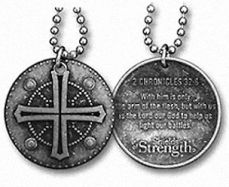 Christian Battle Shield Bible Quote II Chronicles 32:8 Dogtag