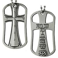 Cross Dog Tag - Genesis 26:24 Christian Dog Tag