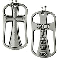 Genesis 26:24 Cut Out Cross Dog Tag