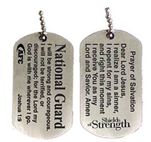 National Guard Dog Tag with Joshua 1:9 & Prayer of Salvation