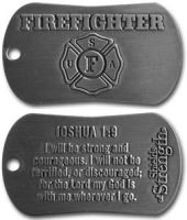 FireFighter Dog Tags I Will Be Strong Couragous