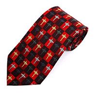 Red and Black Ties with Crucifixes - Catholic Ties