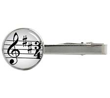 Music Notes Men's Tie Bar Silver