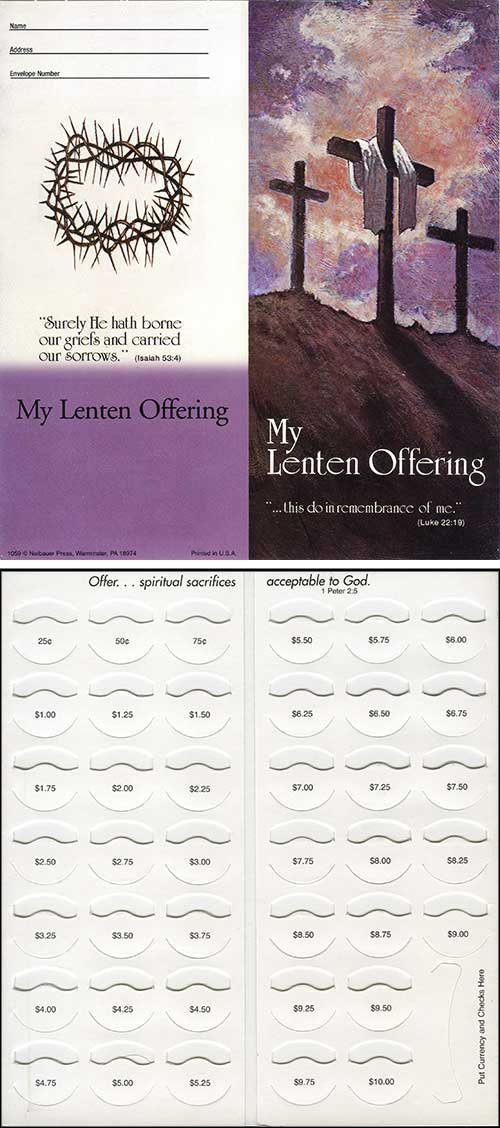 Traditional Three Crosses Lenten Coin Folder