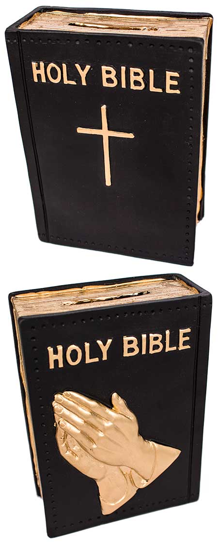 Bible Bank With Praying Hands Plastic