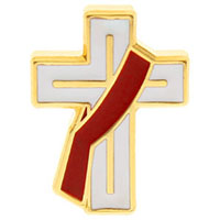Deacon Cross Pin White, Red Stole