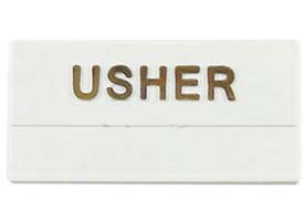 White Plastic Usher Name Badge Pins