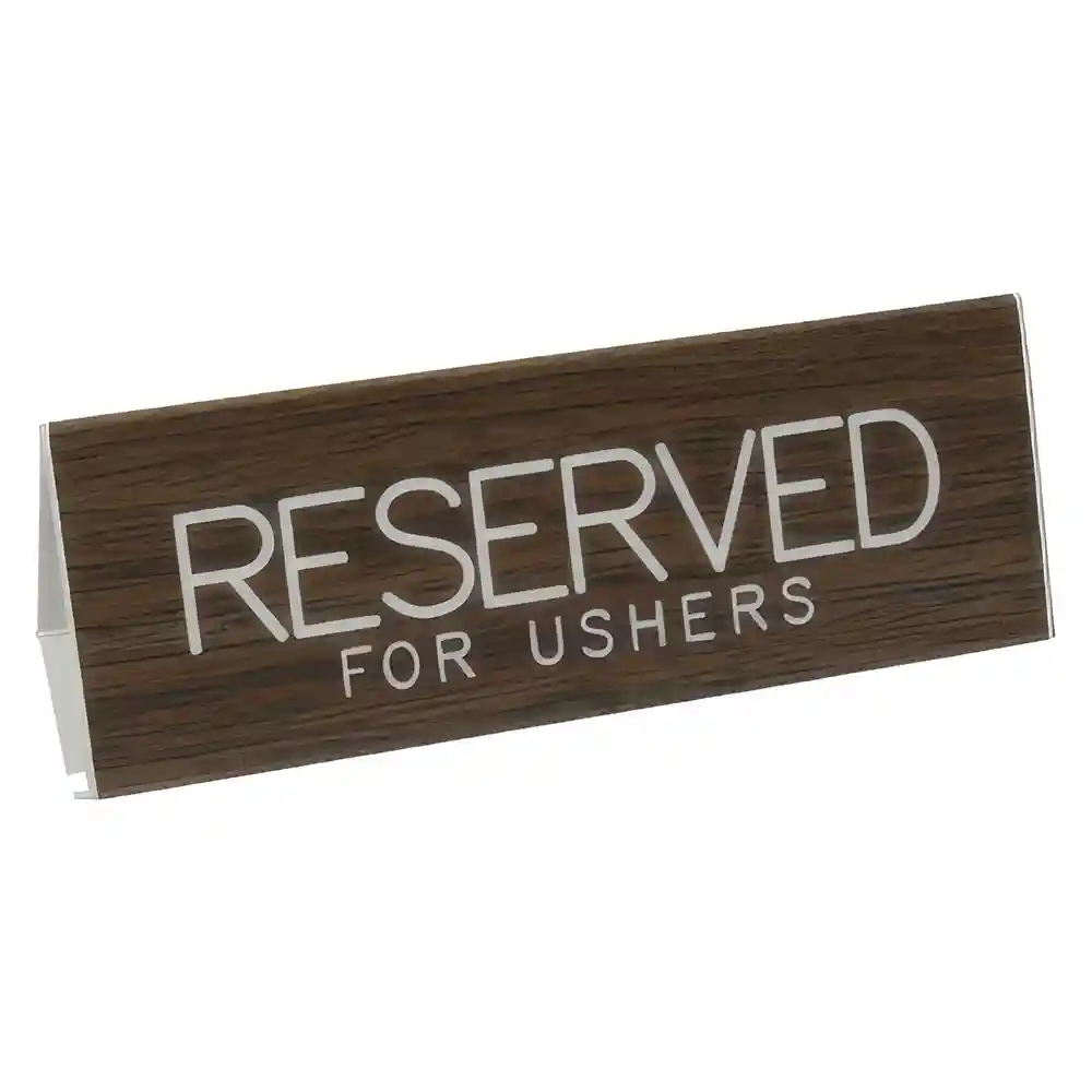 Reserved for Ushers Pew Signs Walnut Grained Set of 2