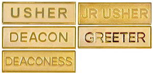 Gold Church Title Pins, Pin Backed