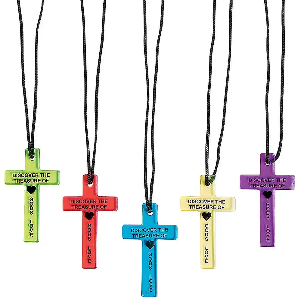 God's Love Colorful Plastic Cross Necklaces