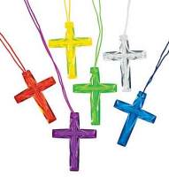 Plastic Cross Necklace Transparent (Pkg of 6)