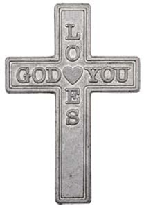 God Loves You Metal Pocket Cross - Pack of 25