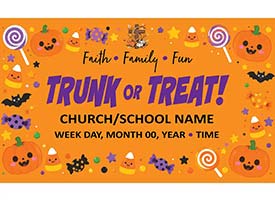 Trunk or Treat - Christian Vinyl Halloween Banners with Cross