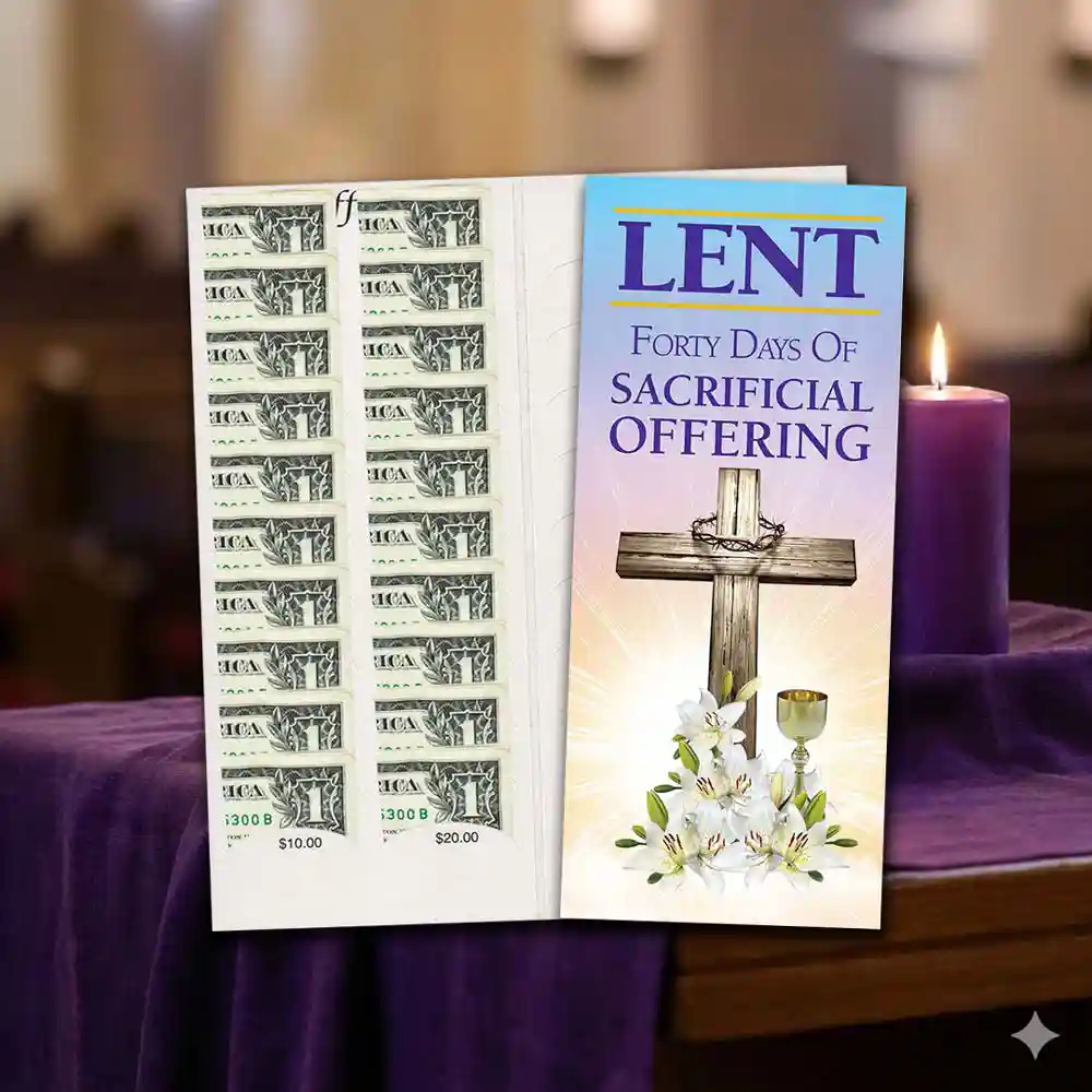 $40 Sacrificial Offering Lenten Dollar Bill Folder - Environment Shot
