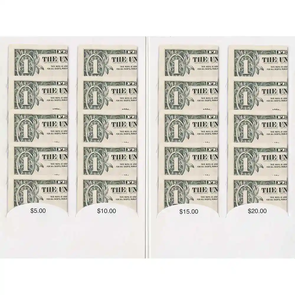 $20 Blank Blue Dollar Bill Fundraising Coin Folder - Gleaners - Outside