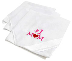 #1 Mom Handkerchiefs for Mom, Cotton Embroidered, Set of 3